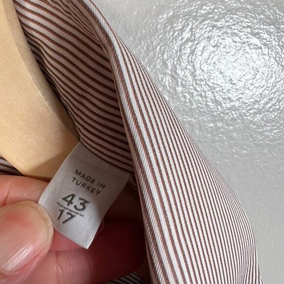 Ermenegildo Zegna Dress Shirt Mens Size 43 17 Brown Stripes Comfort Fit Work - Picture 4 of 13